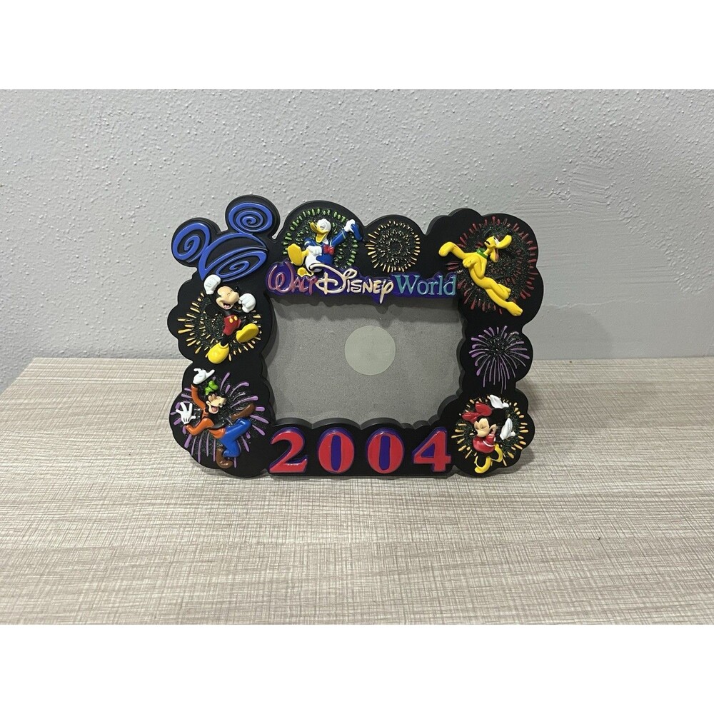 Vintage 2004 Walt Disney World Fireworks Photo Frame 3.5x5 Mickey Goofy Minnie